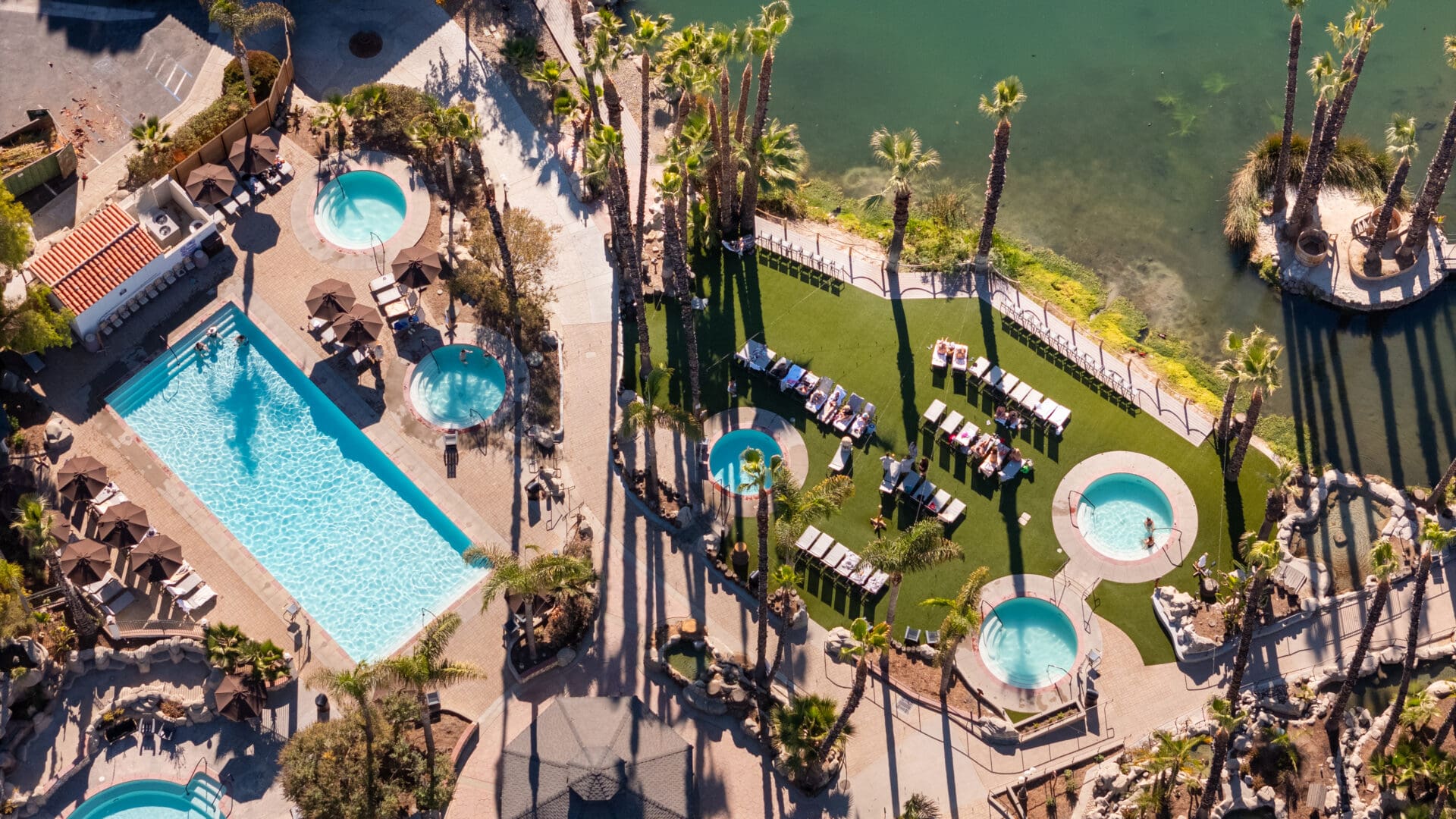 Murrieta Hot Springs Resort in Southern California, featuring landscaped grounds and geothermal mineral pools