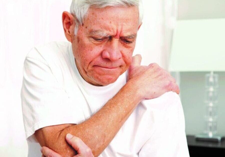 A man with his arm in the air